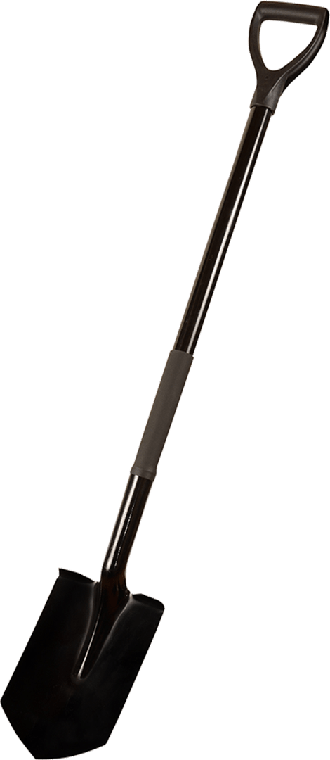 Sharp spade with metal shaft